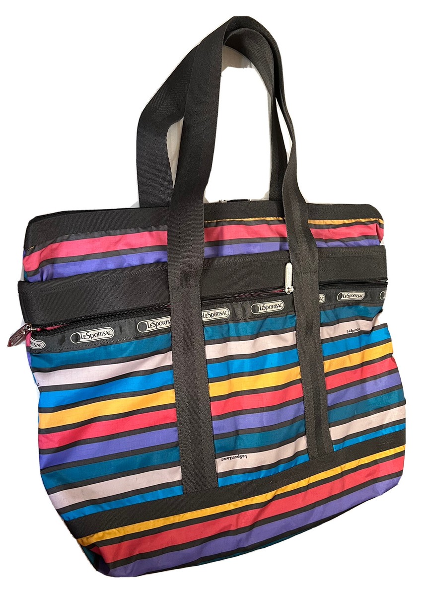 NWOT LESPORTSAC STRIPE TRAVEL HOBO SHOULDR TOTE HANDBAG