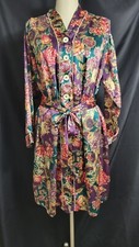 Vintage 80s 90s Satin Jeweltone Robe Size M/L Free Shipping