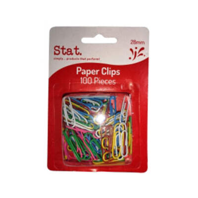 Brand New Stat High-Quality Vibrant Multi Colour Durable Paper Clips Pack of 100