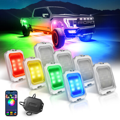 MICTUNING 8pod C2 RGB-IC LED Rock Lights Led Underglow Underbody Car Truck Light