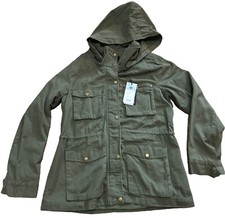 Escalier Womens Anorak Lightweight Drawstring Hooded Jack Nwt Sz Med, Army Green