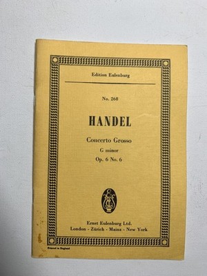 Noten. Händel. Concerto Grosso. G minor. Opus 6 No. 6.   Taschenpartitur.