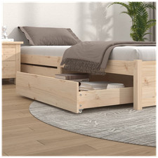 Underbed drawers 2pcs Solid Pine Natural 90x93x18cm Low-Profile Rollers Storage