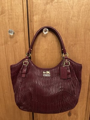 Coach 18603 Madison Gathered Leather Abigail Shoulder Bordeaux MSRP $898 Rare