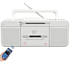 Cassette Player Boombox, Portable AM/FM Radio Stereo with Bluetooth, USB, Dual