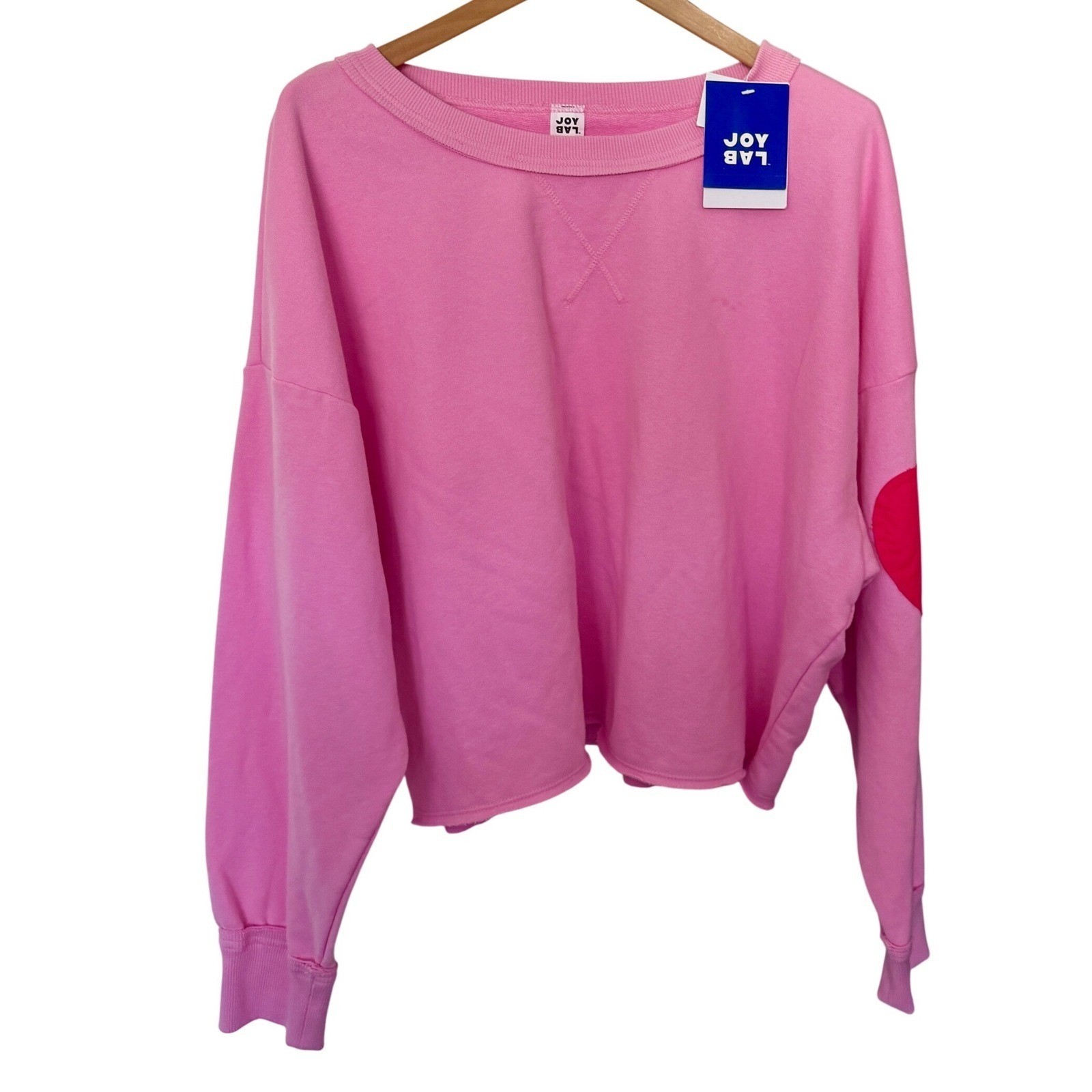 JoyLab Patchwork Hearts Sleeve Cropped Sweatshirt… - image 3
