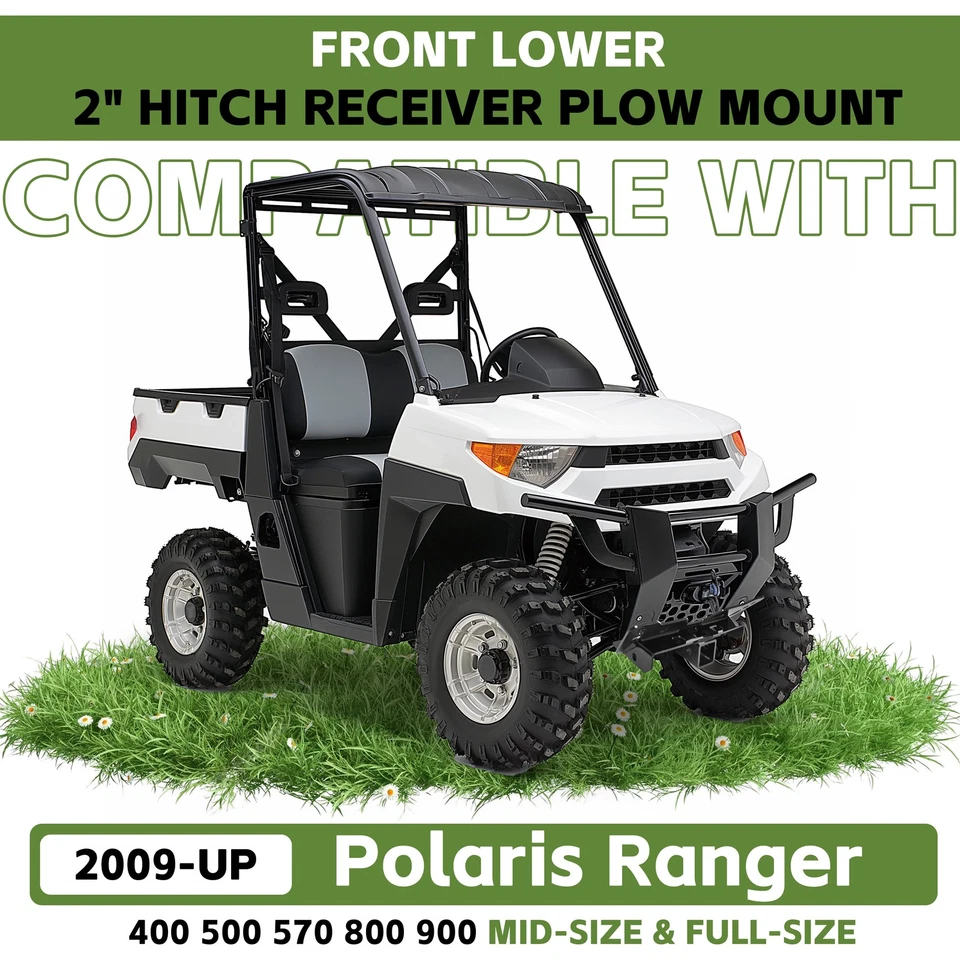2" Receiver Hitch Front Plow Mount For Polaris Ranger 400 500 570 800 900 UTV Foto 4 de 4
