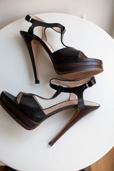 Women Casadei Heels Black Leather 39