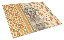 Grizzle and Tan Otterhound Fall Glass Cutting Board WDK7939LCB