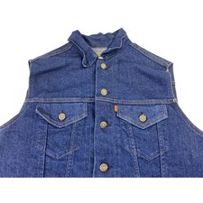 Retro Vintage Levi's Denim Vest USA Made Size 38 Orange Tab 79647-9117 Button Up
