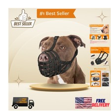 Adjustable Black Pitbull Muzzle for Large Breeds   Prevent Biting  Scavenging