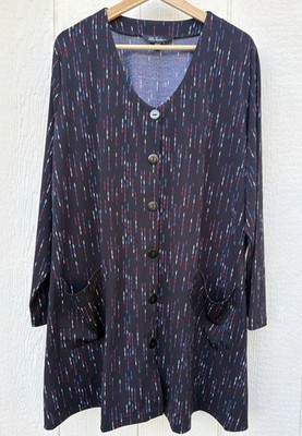 Ulla Popken Women's 24/26 Dress Cardigan Jacket Top Long Sleeves Pocket ButtonUp