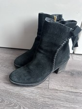 UGG Women’s Black Suede Ankle Boots With Bow Size UK 5.5