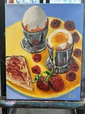 Breakfast Painting 8 X 10” Still Life, Hand Painted, NOT A PRINT