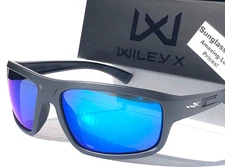 NEW Wiley X CONTEND Matte Graphite CAPTIVATE POLARIZED Blue Mirror Sunglass 2411