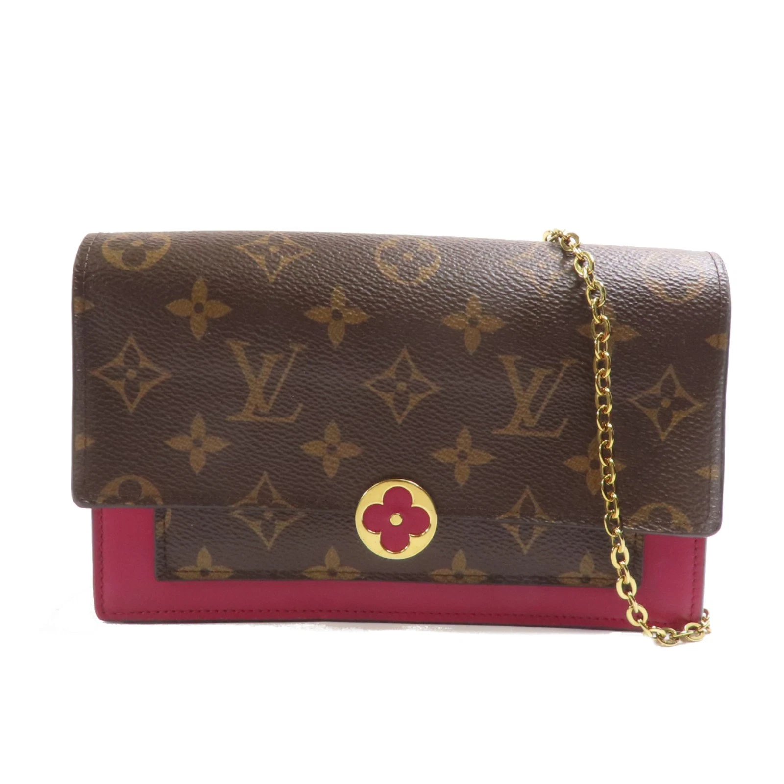 LOUIS VUITTON（LV） Borsa a tracolla Louis Vuitton LV GHW Flore catena portafoglio M69578 monogramma marrone