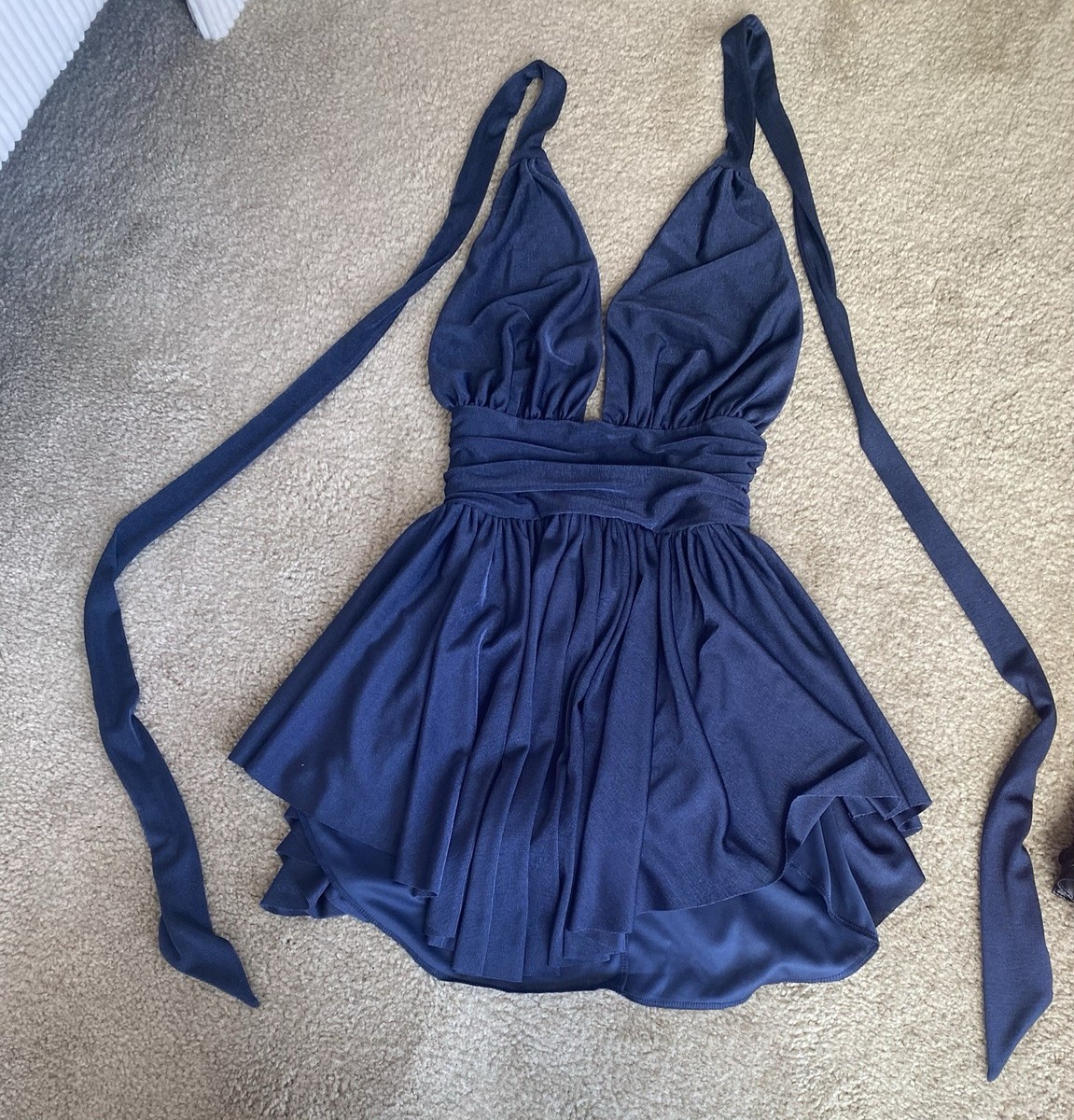 Lucy In The Sky From LA Size S Midnight Blue Shimmer Fit & Flare Halter  Dress | eBay