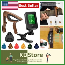 Guitar Capo & Tuner Set with Picks, Quick Release, Buzz-Free, Multi-Instrument