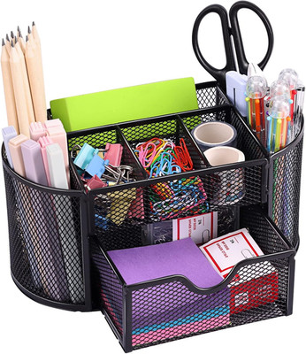 Desk Organizer, Pencil Holder, Mesh Office Desk Accessories with 8 Compartments