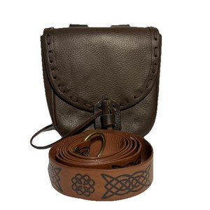 Medieval Leather Belt Pouch Renaissance Waist Pouch Comes w Belt (64in) in Brown