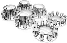 6pcs 33mm Chrome Cylinder Hub Cap Axle Cover Kit For Semi Truck Front Rear Wheel