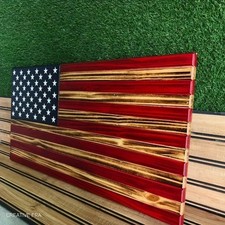 Wooden American Flag Patriotic Flag Charred American Flag Rustic Designer 19x36"