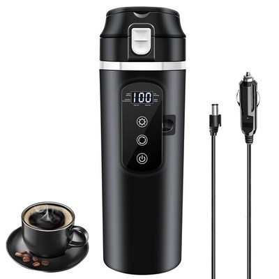DC 12V/24V Car Travel Electric Kettle, 400ml Car Heating Mug with Anti-Spill ...