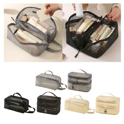2 Stücke Mesh Make -up -Tasche Toilettenbeutel für Geschäftsreiseaktivitäten