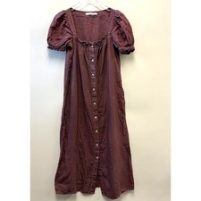 Sleeper 100% Linen Brigitte Linen Midi Button Down Dress Sz Medium M