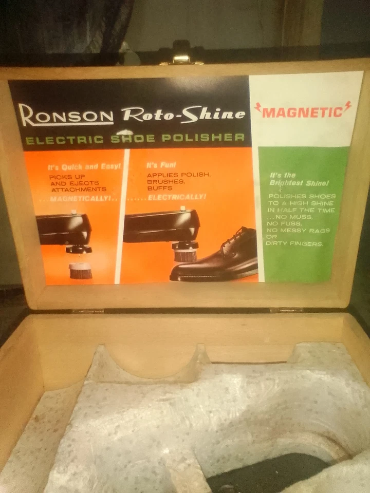 Kit de pulidora eléctrica vintage Art Deco Ronson Roto-Shine brillo de zapatos sin reserva Foto 2 de 4