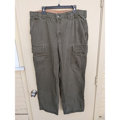 Duluth Trading Co Cargo Work Pants Olive Green Cotton Mens 40x32