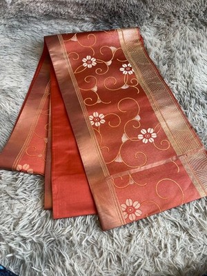 Japanese Kimono Fukuro Obi Belt 6 Arabesque Gold Piece Embroidery