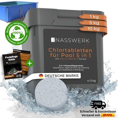 Chlor-Tabletten für Pool Multitabs 5in1 200G Chlor-Tabs Langzeit Reinigung 1-10K
