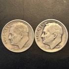 Lot of 2 1953d Roosevelt silver dimes.