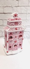 VALENTINE Christmas Pink Glitter LED Light Up Gingerbread House Decor 7  New