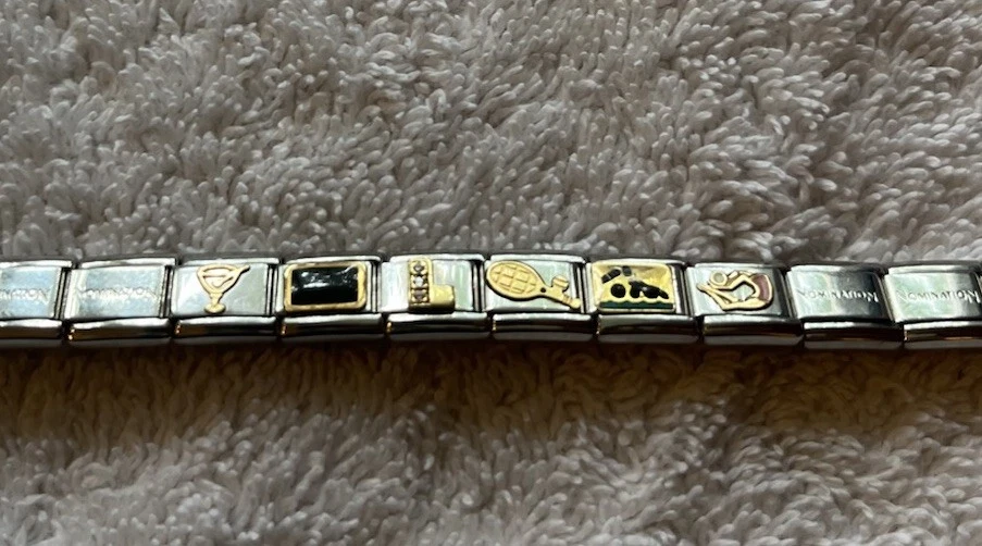 Nomination Charm Bracelet 18 Karat Gold Stainless Steel Italy Composable Tennis - Image 4 of 4