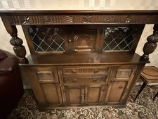 Vintage Priory Style Solid Oak Court Cupboard Dresser Sideboard
