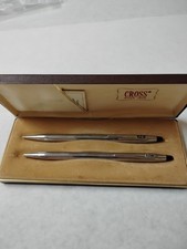 Vtg Cross 3501 Chrome Ballpoint Pen and Mechanical Pencil Set EATON emblem Box