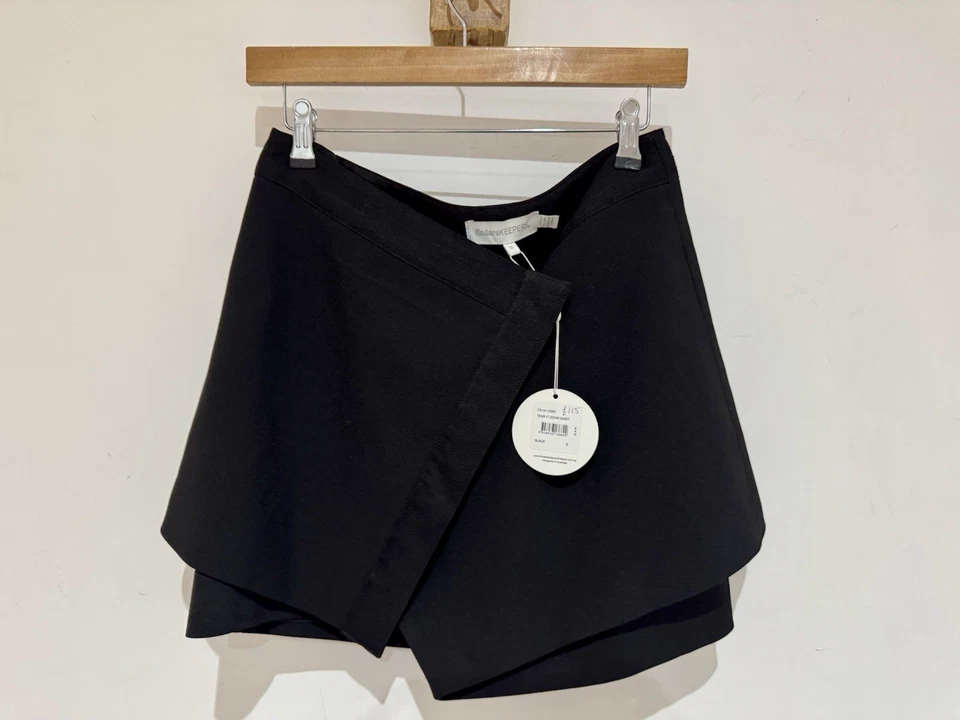 NWT Finders Keepers Australia Tear It Down Black Asymmetric Mini Skirt £115 Sz S - Image 2 of 4