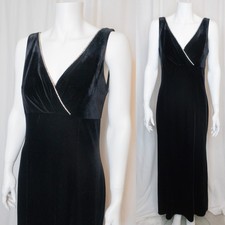 TRUE VINTAGE '90s Black Velvet Spandex Diamond Encrusted Evening Gown US 8