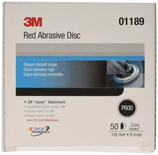 3m Company 3M-1189 Red Abrasive Hookit Disc, 6 In, P600, 50 Discs Per Box