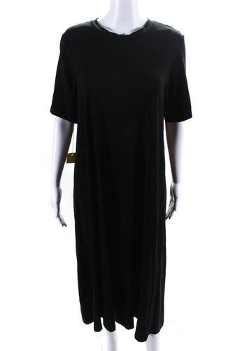 Shan Damen Stretch Rundhals Kurzarm Maxi Shirt Kleid Schwarz Größe 14
