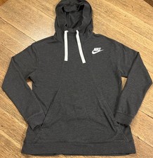 Nike Just Do It Women s Small Cowl Neck Pullover Hoodie Shirt Gray Red Tag CUTE