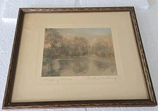 Wallace Nutting "A Rippling Mirror" Hand Painted Photograph  Print Signed