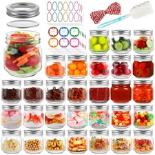 30 Pack Mason Jars 8 oz with Regular Lids and Bands, Half Pint Canning Jars, ...