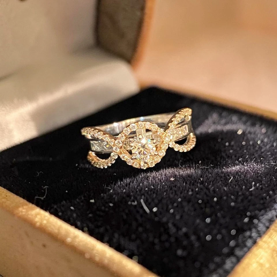 GIA-zertifiziert 1,25 Cts Runde Prinzess F/VS1 Diamanten Verlobungsring 14K Gold - Bild 1 von 4