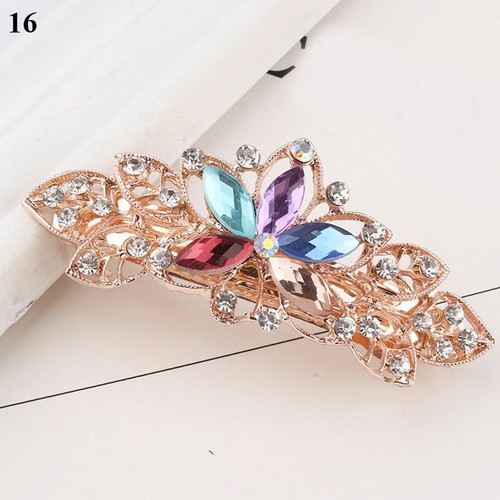 Women Crystal Hair Clips Barrette Rhinestone Flower Hair Pin Clips Headdresser - Picture 10 of 38