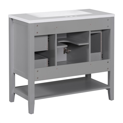 36" Bathroom Vanity with Sink Floor Standing Cabinet with 3 Drawers and Shelves - Picture 111 of 124