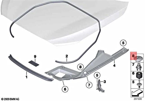NEW BMW 5 F10 FRONT HOOD SUPPORT COVER 51767205141 ORIGINAL - Picture 1 of 1