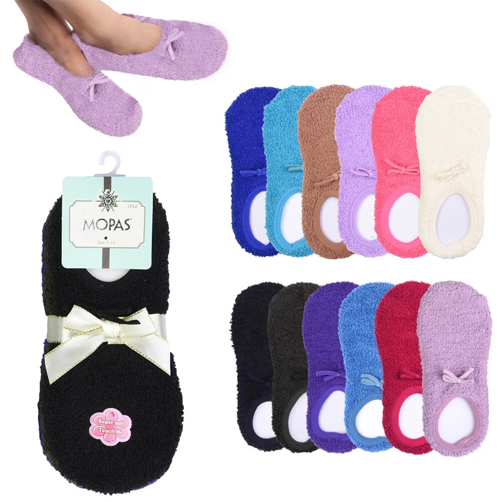 4 Pairs Womens Fuzzy Boat Socks Slippers Non Slip Cozy Plush Foot